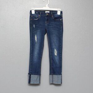 Hudson distressed dark wash cuffed jeans